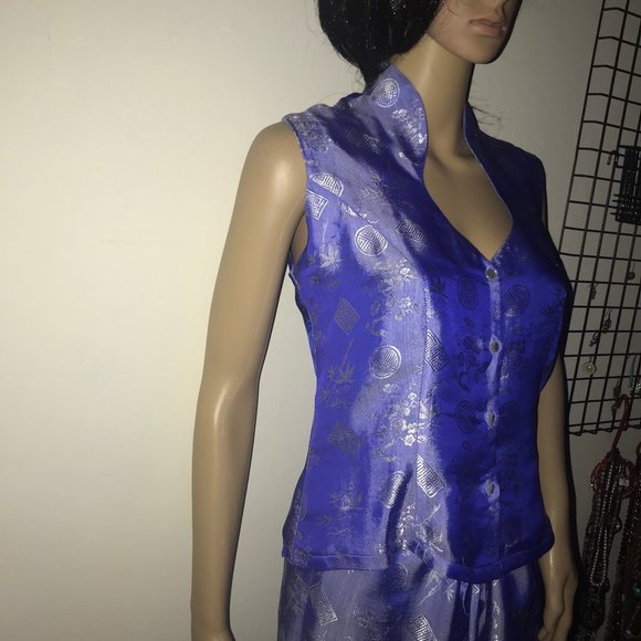 VIETNAM SILK TOP-BEAUTIFUL ASIAN MATERIAL - Picture 2 of 5